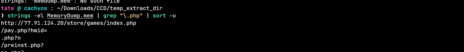 strings output
