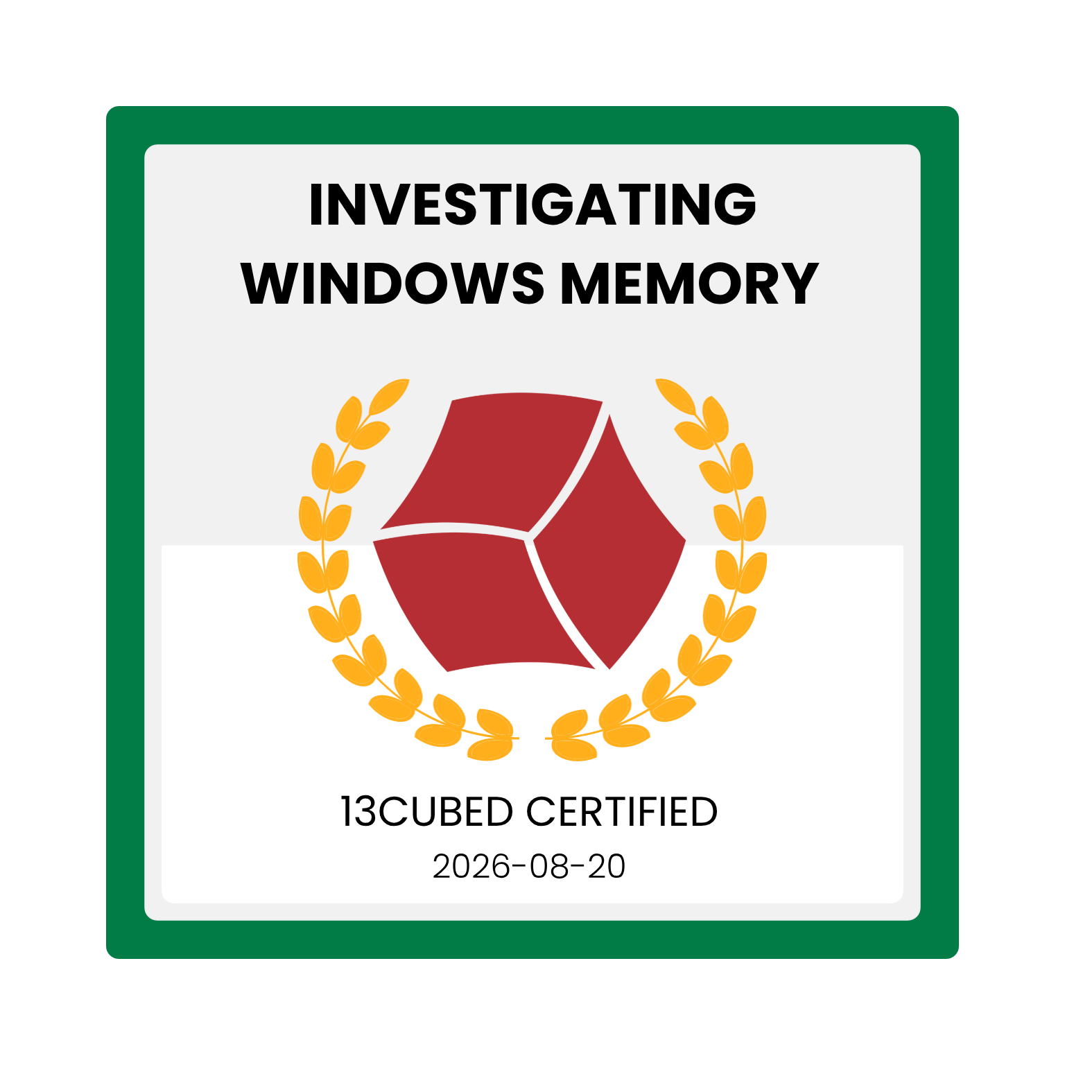 13Cubed Investigating Windows Memory Badge